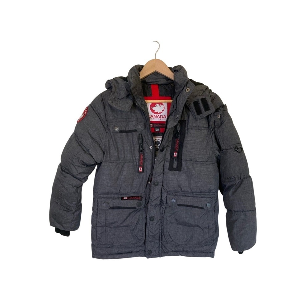 Canada Weathergear Boys Hooded Winter Parka Jacket Size‎ M 10/11 Gray Puffer